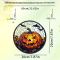Halloween acrylic suncatcher window hanging pendant with chain, round pumpkin bat decor 20cm - 15*15*0.3 / 2