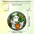 Halloween ghost acrylic suncatcher detail view, hanging pendant size specifications 20cm - 6
