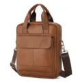 Premium leather men's briefcase, business laptop shoulder bag, large capacity messenger. - 12 Inch / Tan