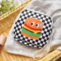 Square cosmetic bag checkerboard cartoon burger pattern portable makeup pouch with wrist strap - 13.5*13.5 / Upgraded: Grid Burger
