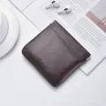 Mini dark brown leather coin purse, portable cosmetic bag, stylish small zipper pouch. - Small (11x12cm) / Coffee