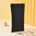 Black woven glasses case minimalist portable storage bag anti-pressure unisex retro box - Black