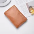 Mini brown leather cosmetic pouch, portable coin purse and lipstick organizer for women. - Medium (11x12cm) / Brown