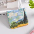 Portable canvas squeeze coin purse with classic oil painting art print, cute lipstick storage bag. - S / Wheat Field / 11*12cm