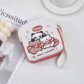 Cute cartoon canvas storage pouch with wrist strap, portable cosmetic bag coin purse for daily use. - Upgrade Version / Scarf Panda