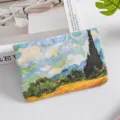 Oil painting print coin purse portable spring closure makeup bag for women daily small storage - M / Wheat Field / 11*12cm