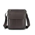 Men vintage genuine leather crossbody messenger bag brown casual shoulder bag daily use - 24x8x27cm / Coffee Plain Grain