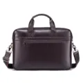 Men's leather business briefcase brown laptop messenger bag large capacity office bag - Length 39CM Width 7.5CM Height 28CM / Dark Brown
