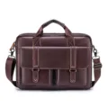 Men's leather business briefcase, large capacity retro laptop bag for daily casual commute. - 39x30x6cm / Brown