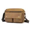 Vintage crazy horse leather men shoulder bag casual messenger crossbody bag brown retro design - Length 28 x Width 8 x Height 19 cm / Tan