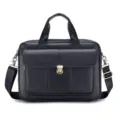 Genuine leather men's briefcase, large capacity business laptop bag, casual shoulder crossbody bag. - 37.5*28*7.5cm / Black