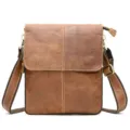 Genuine leather men's crossbody bag, casual vintage messenger bag for business travel and daily use. - Frosted Brown