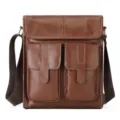 Men retro oil wax leather messenger bag casual business crossbody shoulder bag brown - 10" / Brown