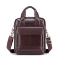 Men's leather business briefcase, large capacity top-layer cowhide shoulder messenger bag. - 12 Inch / Coffee