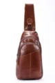 Men's Genuine Leather Chest Bag Vintage Casual Crossbody Shoulder Daypack Brown Color - Brown