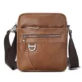 Men vintage brown leather messenger bag casual crossbody shoulder bag for daily use - 8 Inch / Brown