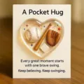 Baseball theme pocket hug acrylic greeting card inspirational gift for sport lovers - Card 7x9cm Heart Approx 5x4.5cm / Clear