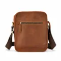 Men Vintage Crazy Horse Leather Vertical Crossbody Bag Brown Casual Shoulder Bag SKU - Yellow Brown