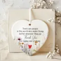 Friendship ceramic heart ornament with inspirational quote, hanging plaque gift for best friends. - 8cm / 4