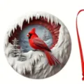 Christmas tree ornament car hanging pendant with cardinal bird winter snow scene design - Style 4