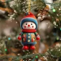 Christmas tree hanging ornament detail view, cute character doll pendant with festive colors. - Cartoon Doll Styles