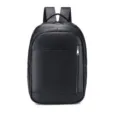 Men's genuine leather casual backpack, large capacity business travel laptop book bag black. - B008 / Black