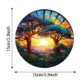 Tree of Life Stained Glass Suncatcher Circular Window Hanging Wall Decor 15cm Art Gift - 8cm with Gold Thread / 1