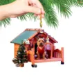 Gros plan détail du pendentif plat 2D en acrylique de niche de chien de Noël pour la déco. - Env. 8cm Grand Bord / Style 3