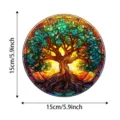 Tree of Life Stained Glass Suncatcher Window Hanging Round Wall Art Decor 15cm - 5