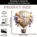 2D acrylic hot air balloon wall hanging decor with floral design, waterproof and scratch resistant. - Style 6 / 8cm