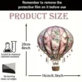 2D acrylic hot air balloon hanging pendant with rose pattern, size 20x16cm, home decor. - Style 7