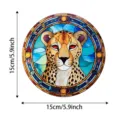 Stained glass leopard window suncatcher round hanging ornament for home decor 15cm - 7