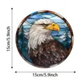 Stained glass bald eagle window suncatcher round hanging ornament for home wall decor 15cm - 10