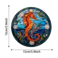 Stained glass seahorse suncatcher window hanging colorful ocean animal wall decor 15cm - 11