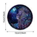 Stained glass lion window hanging suncatcher round decorative wall pendant 15cm - 12