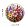 Colorful stained glass floral suncatcher round hanging ornament window decor 15cm - 13