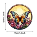 Stained glass butterfly window suncatcher round wall hanging home decor pendant about 15cm - 17