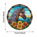 Stained glass horse suncatcher wall hanging 15cm window decoration round horse decor panel - 18