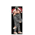 Close-up detail of the 3D cartoon couple acrylic hanging ornament with cute Christmas outfits. - Long Side 8cm / Style 4