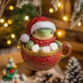 Cute turtle Christmas tree hanging ornament holiday decoration gift with Santa hat mug - Style 5 / 8cm