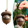 Adorno colgante de árbol de navidad de bellota de animal, erizo lindo decoración. - 8cm / Erizo