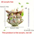 Easter cute coffee cup rabbit 2D acrylic car hanging pendant rearview mirror decor - Style 1