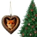Cute fox heart tree house acrylic ornament for Christmas tree holiday home hanging decoration - 8x8x0.3cm / Style 9