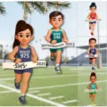Custom Marathon Running Acrylic 2D Car Ornament Personalized Athlete Hanging Decoration - 8cm / Five-Piece Set