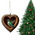2D acrylic heart treehouse hummingbird ornament for Christmas tree decor detail view - 8x8x0.3cm / Style 14