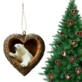 Christmas tree acrylic hanging ornament 2D heart shaped forest animal polar bear decor. - 8x8x0.3cm / Style 15