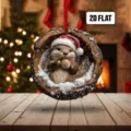 Christmas otter tree hole hanging ornament, 2D flat acrylic holiday party decor. - Tree Hole Little Otter