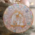 Bellissimo ornamento appeso a mosaico con scena della natività di Natale decorazione albero - Sacra Famiglia / 8x8cm