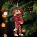 Couple Christmas acrylic hanging ornament for car rearview mirror, backpack, and home decor. - Long Side 8cm / Style 17