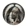 Round angel wall plaque vintage metal sign gothic home decor wall hanging decoration - 8